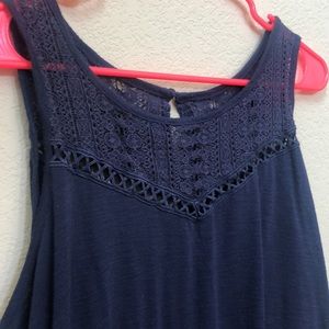 Navy crochet tank